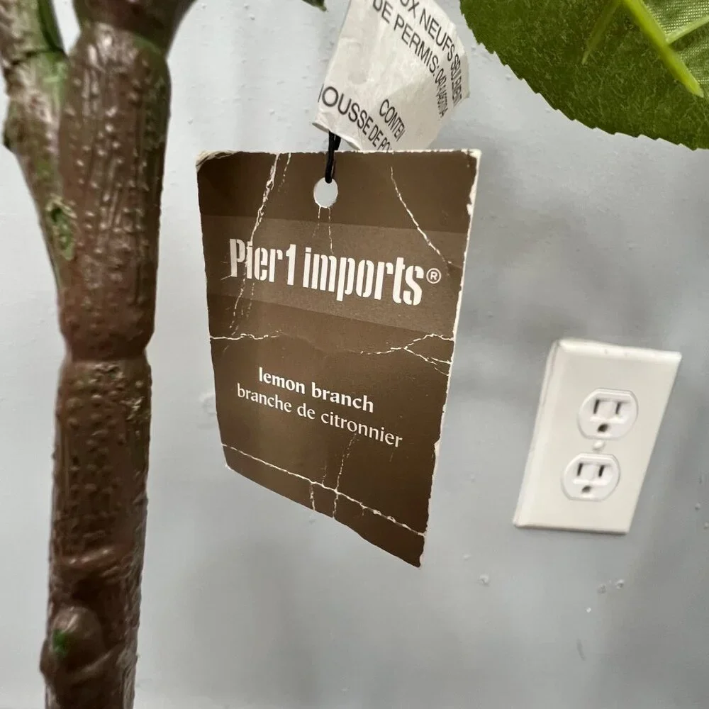 Pier 1 Imports Lemon Tree Branch Spray Faux Leaves Fruit Lot of 3 Large NWT